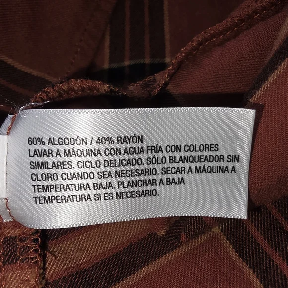 Knox Rose Terracotta Checkered Long Sleeve Dress Babydoll Mini XL Pockets V Neck - Picture 6 of 7